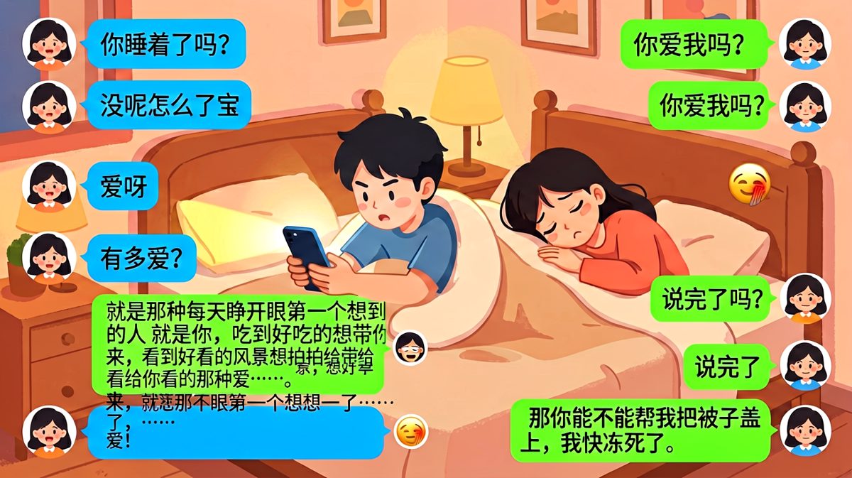 男生深情告白以为要进入浪漫环节，女生却只关心被子盖没盖好