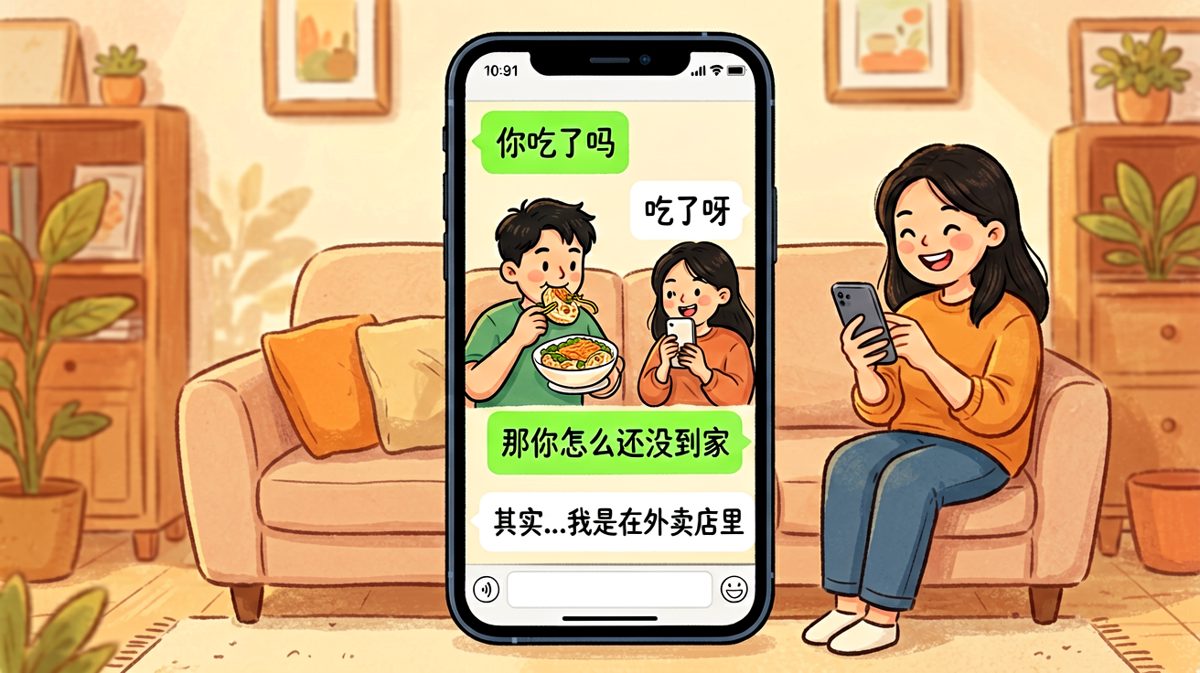 吃了吗？结果两人在不同地方同时点了外卖