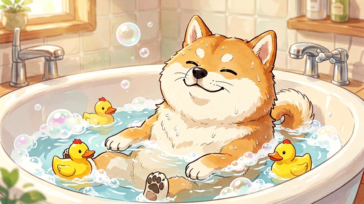 本汪不是在洗澡，是在进行灵魂SPA。