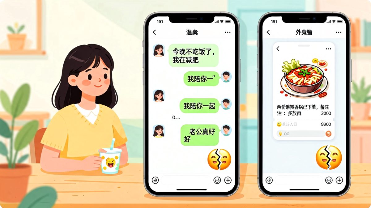 嘴上陪你减肥，身体却很诚实地点了两份