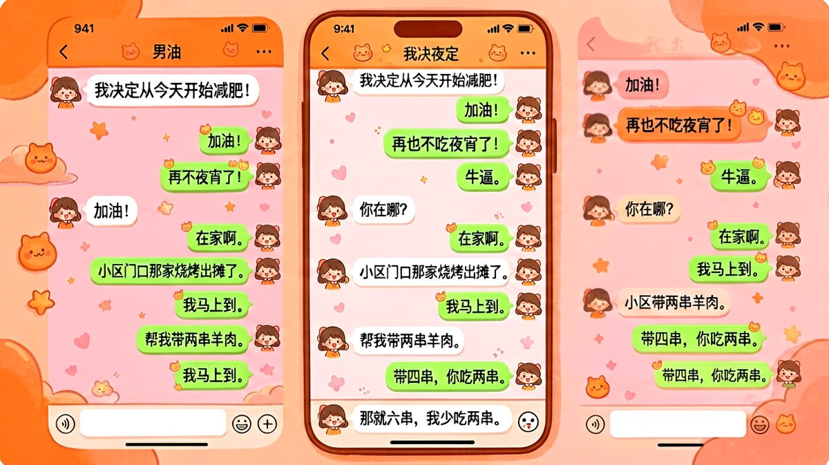 减肥从夜宵减到少吃两串。