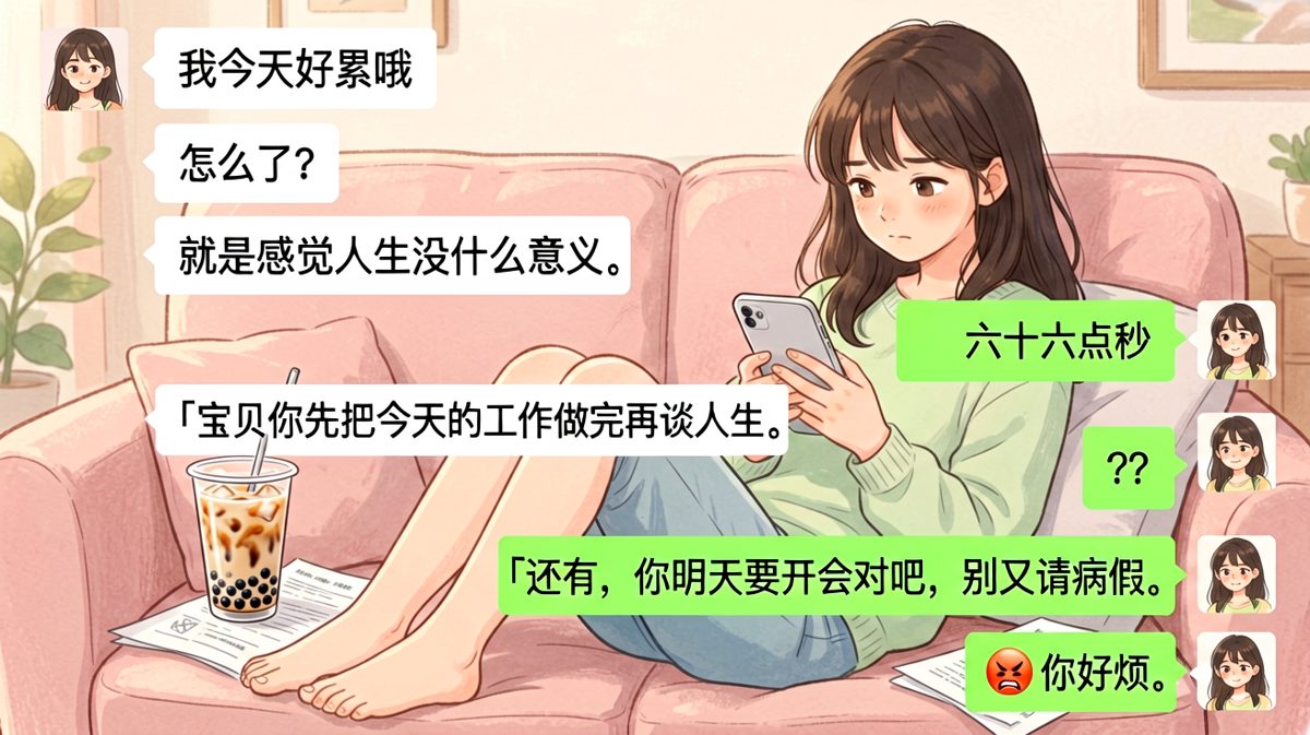 女生求安慰，男生却开启了保姆模式。