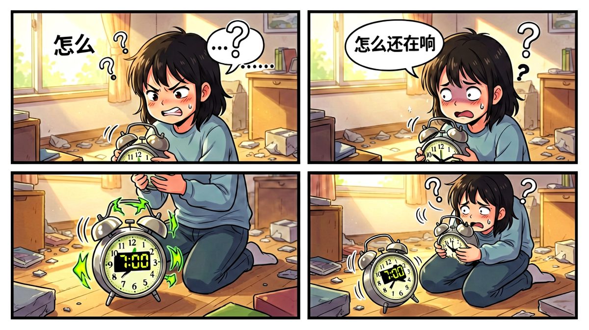 闹钟落地仍在响，主角心态崩了