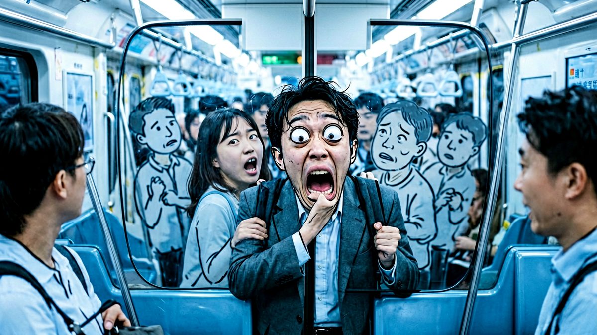 早高峰地铁，被挤成了一张纸片人。