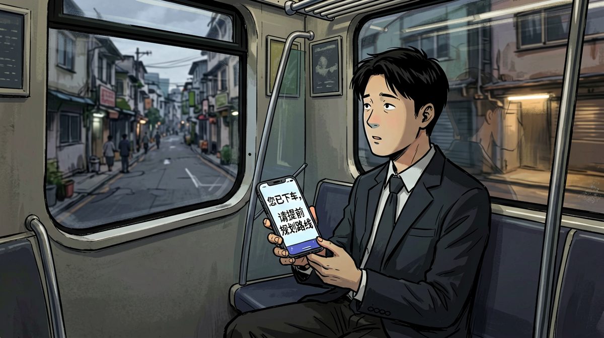 回过神来，发现自己已经坐过站了……