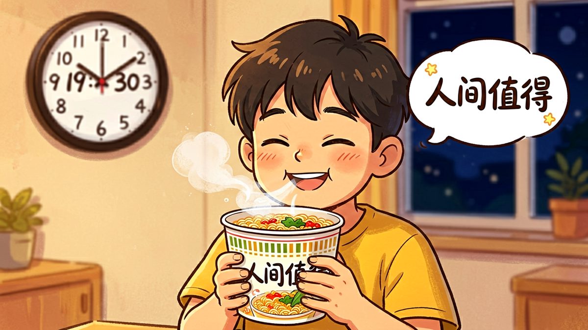 等泡面熟透的那三分钟，是他一天中最享受的时光。