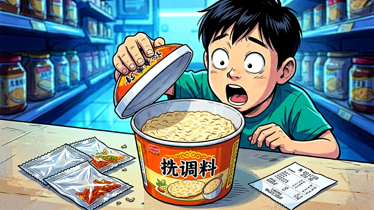 揭开盖子的瞬间，他的世界崩塌了——调料包呢？！