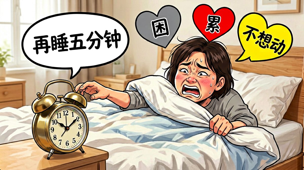 大脑在'起床'和'再躺会儿'之间激烈交战。