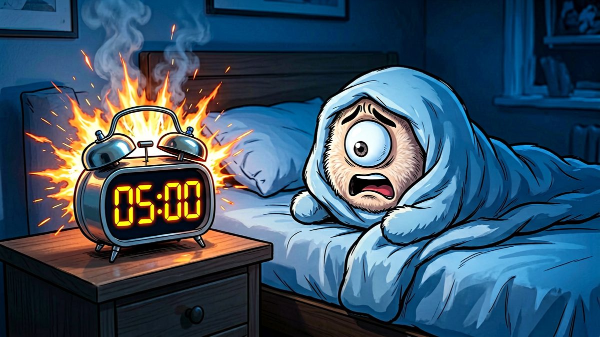 凌晨五点，闹钟准时炸响，惊醒了深度睡眠的打工人