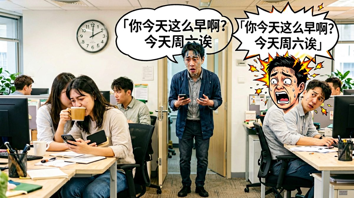 结果闹钟设在了工作日，周六上班？不存在的！