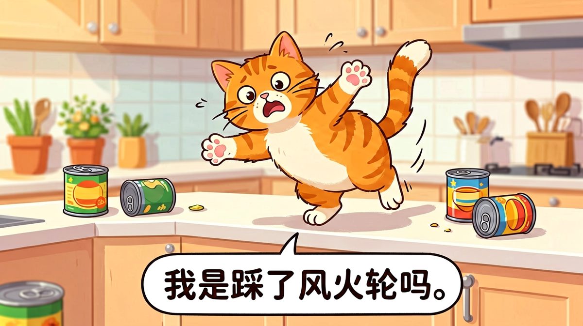猫咪想秀操作，结果现场翻车