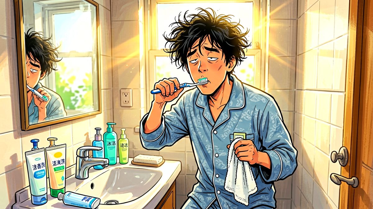 慌乱洗漱，整个人处于灵魂出窍状态