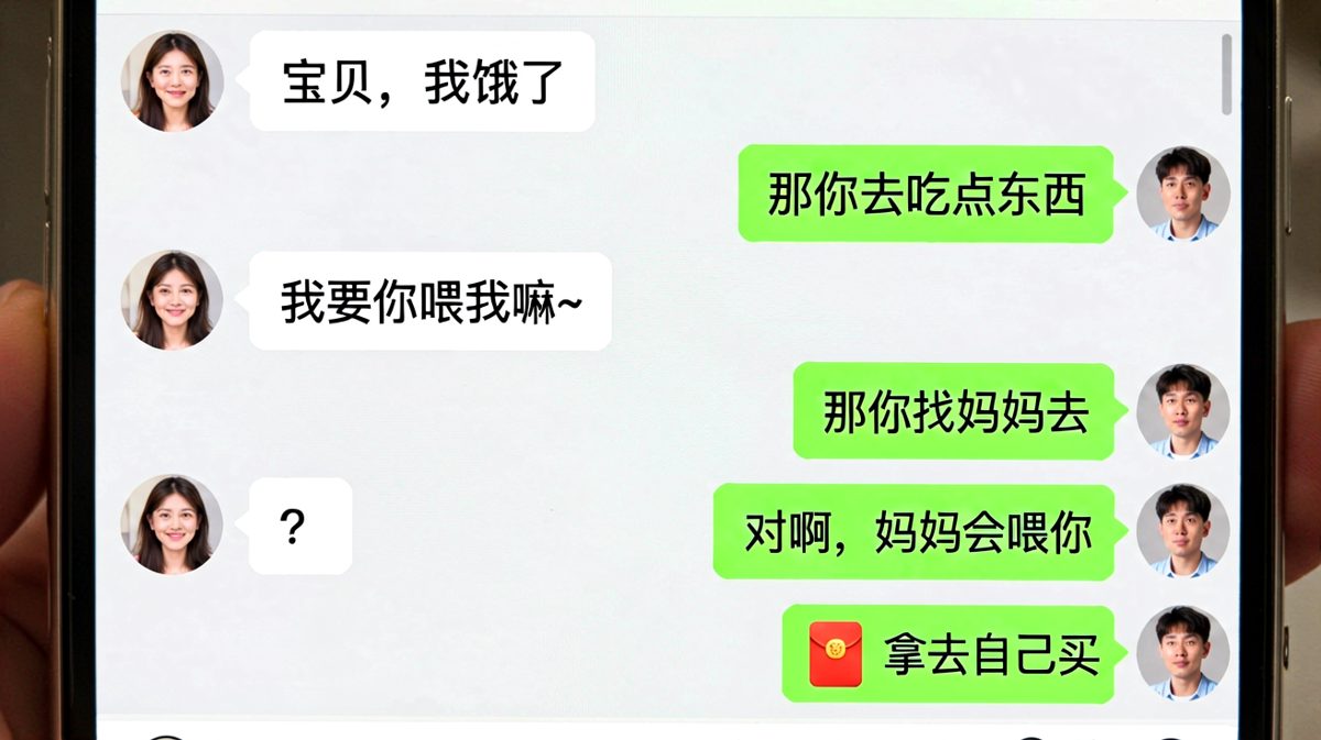 撒娇要喂饭却得到红包的反转日常
