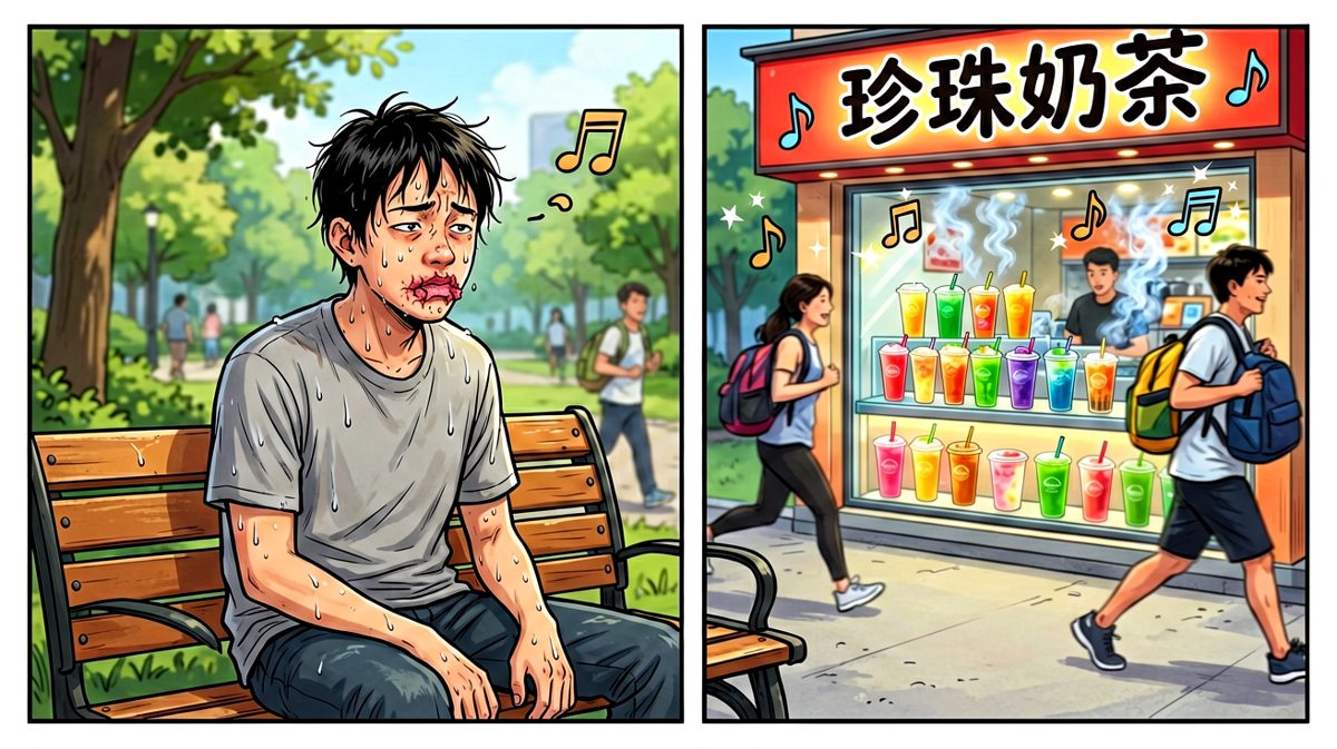 然而，奶茶店就在我必经之路上……
