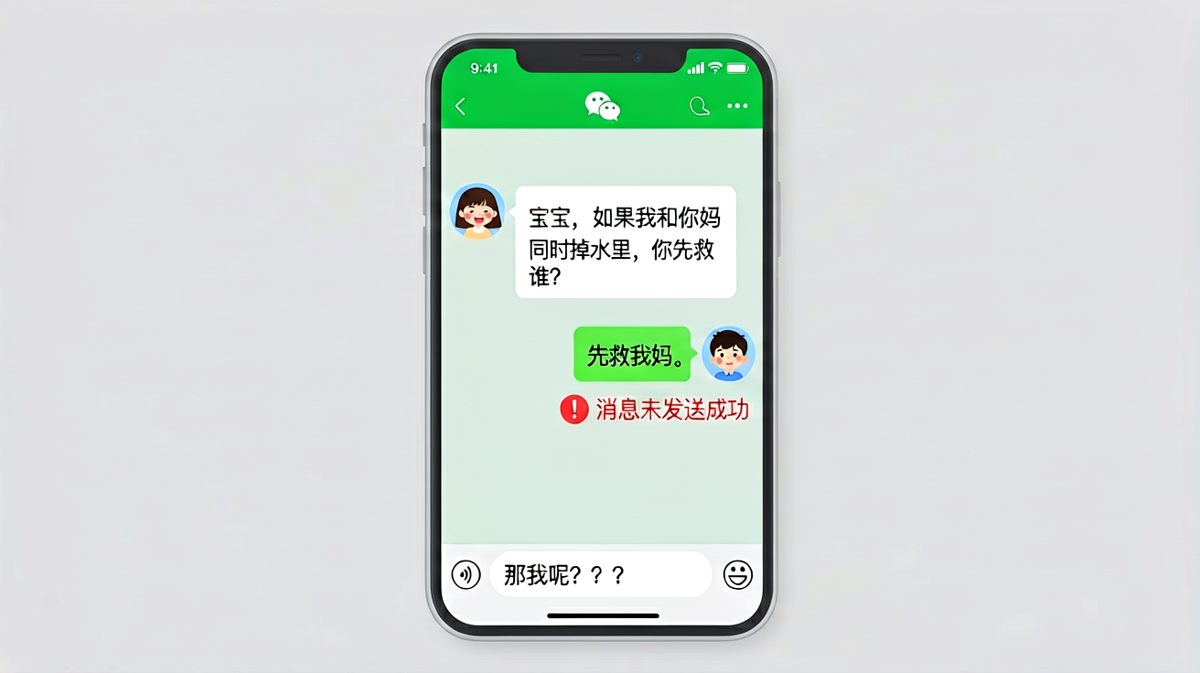 直男求生欲翻车现场：被拉黑前的最后一条消息。