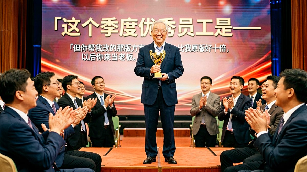 场景四：员工说「老板，我有个想法」，老板严肃地说「说来听听」，反转——员工「我觉得您该加薪」，老板沉默三秒，撕掉手里文件，改成「准了，下个月涨三倍」，员工以为赢了，反转——老板接着说「但前提是，你帮我改的那版方案比我原版好十倍，以后你来当老板。」
