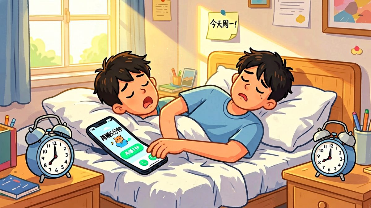 闹钟响了，再睡五分钟吧。