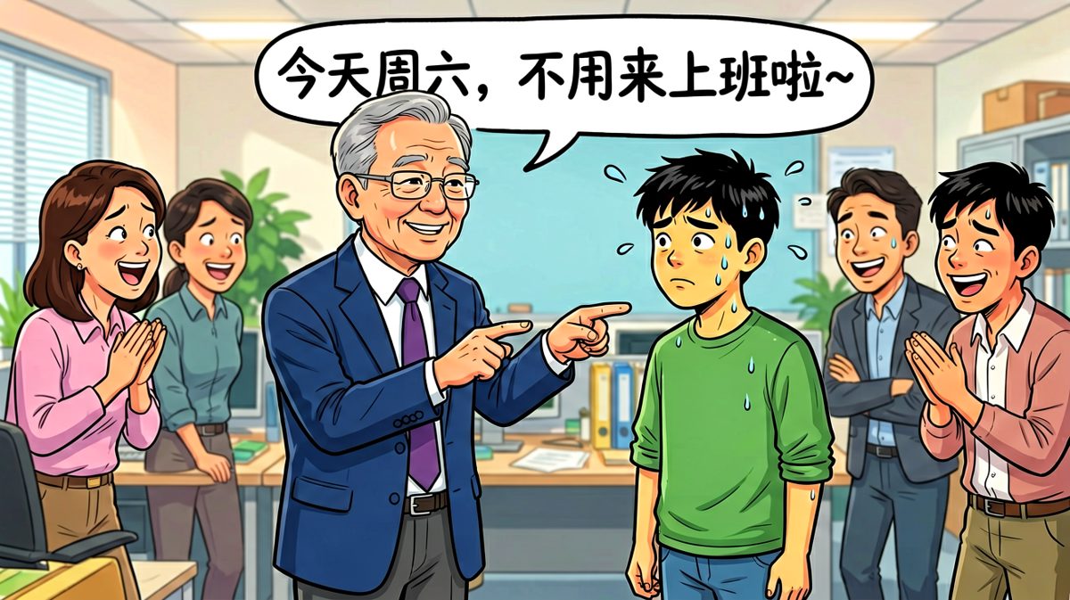 老板：今天周六啊，哈哈哈！