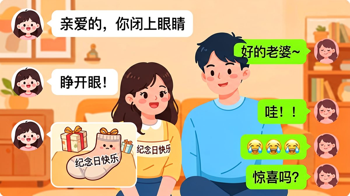 纪念日收到袜子内裤，情侣送礼物的经典反转笑话。