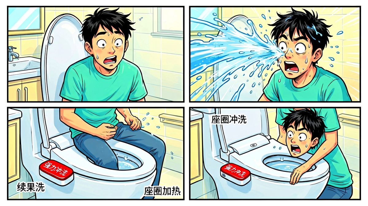 按错按钮，水柱直冲天灵盖