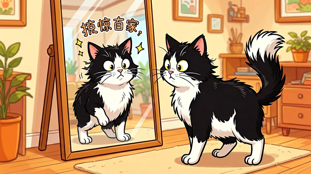 猫：你谁？！为什么有个和我长得一样的家伙！