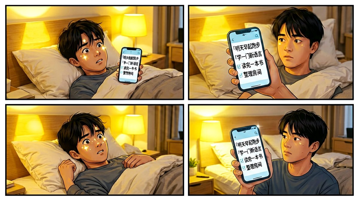 周日夜晚，雄心壮志爆棚，列出一堆计划。