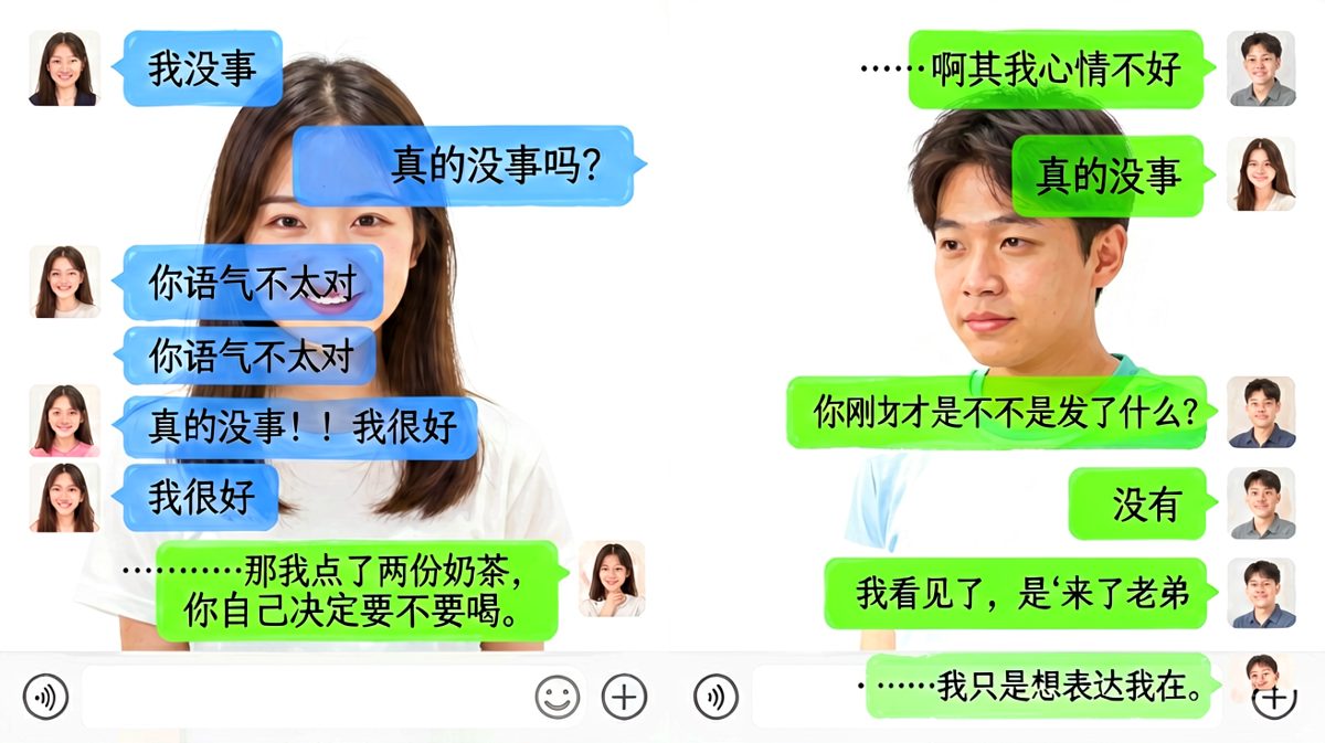 我没事 = 快来哄我