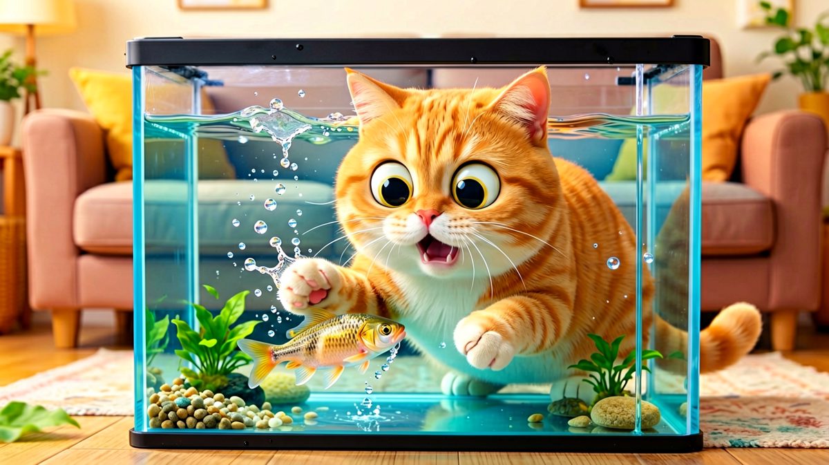猫：这鱼怎么还跑？