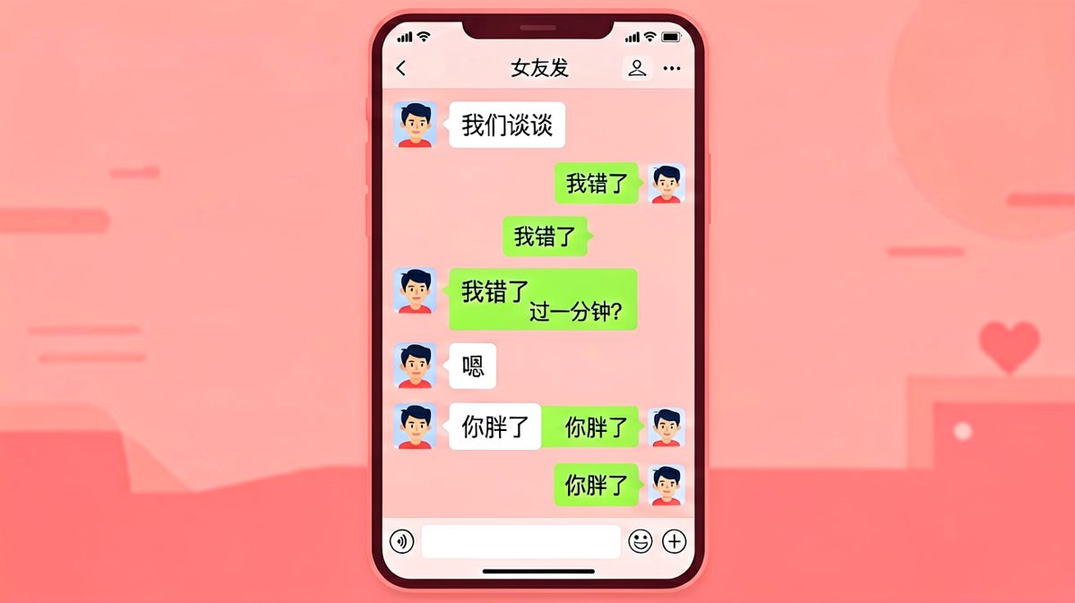 女友一句'我们谈谈'引发男友连环恐慌，结果只是因为体重。