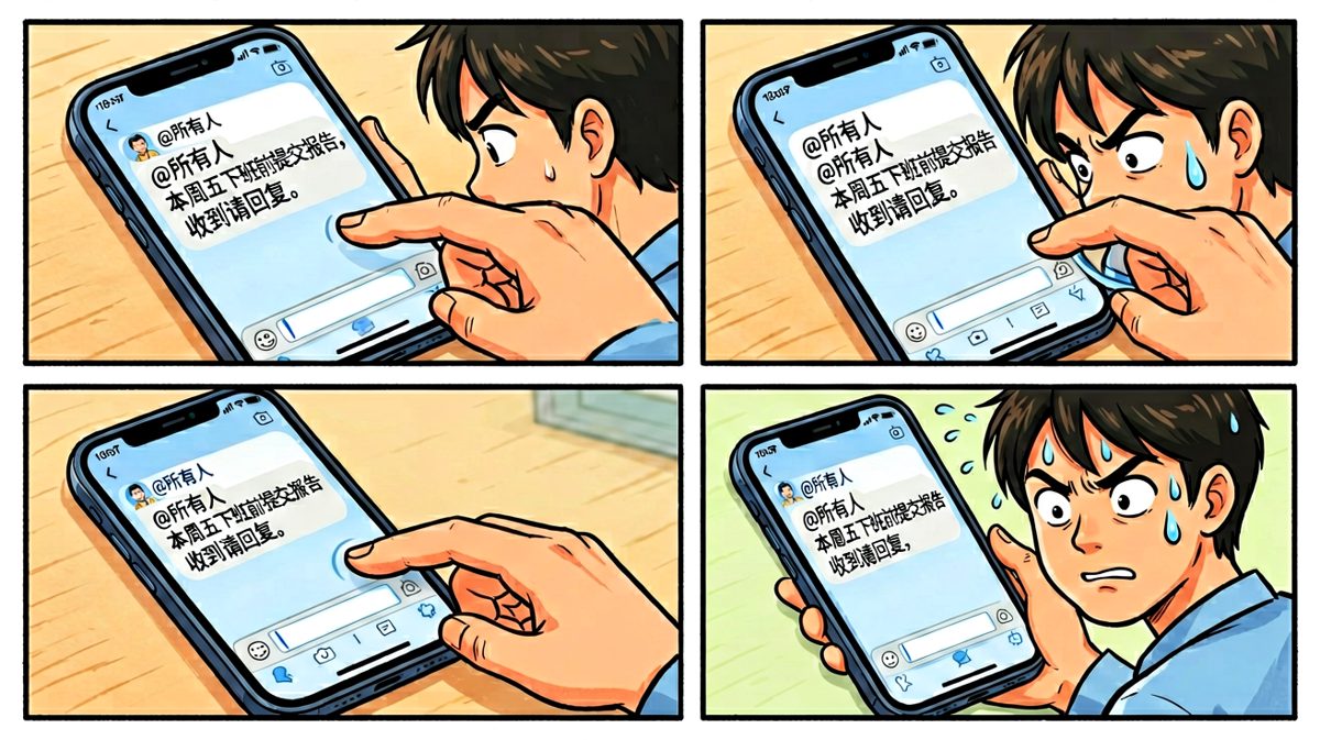 老板催报告，赶紧回复"收到"
