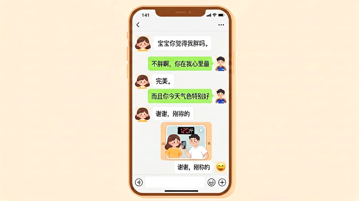 求生欲满分却忘了加前提——女友直接甩出体重秤，男生心态崩了
