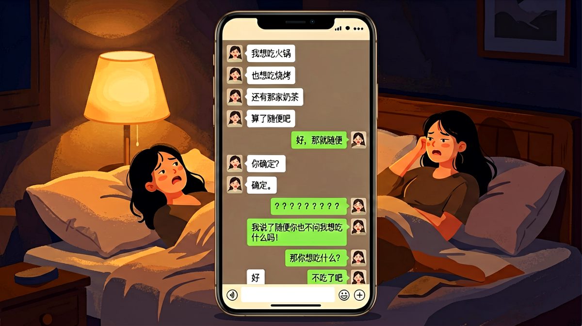 深夜「随便」连环杀——女生一口气点了五个然后全部撤回，男生全程懵圈