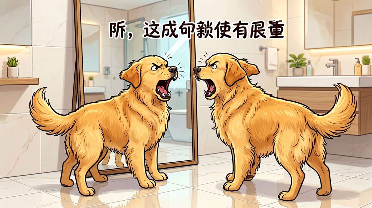 陌生狗入侵我家镜子！看我不把你吓跑——完全没意识到那其实是自己。