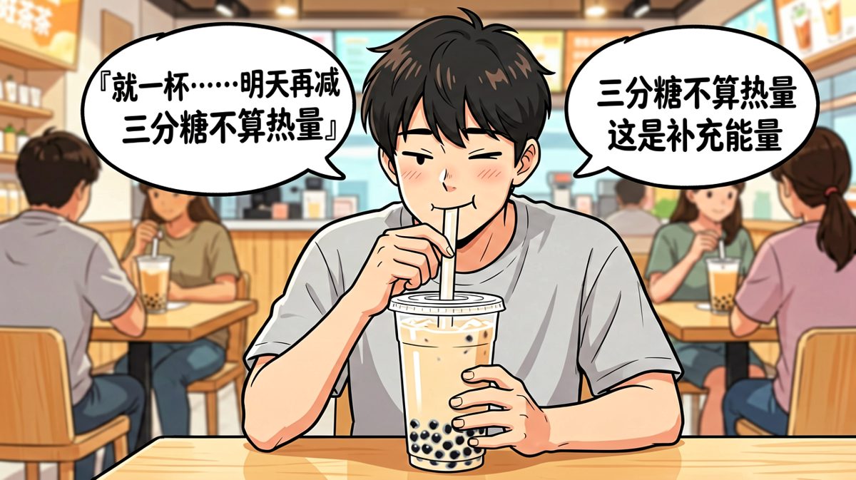 第三格：自我催眠式喝奶茶