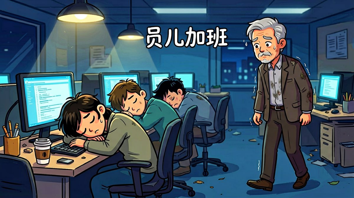 场景二：老板让员工周末加班，结果老板自己也要来，两人面面相觑。