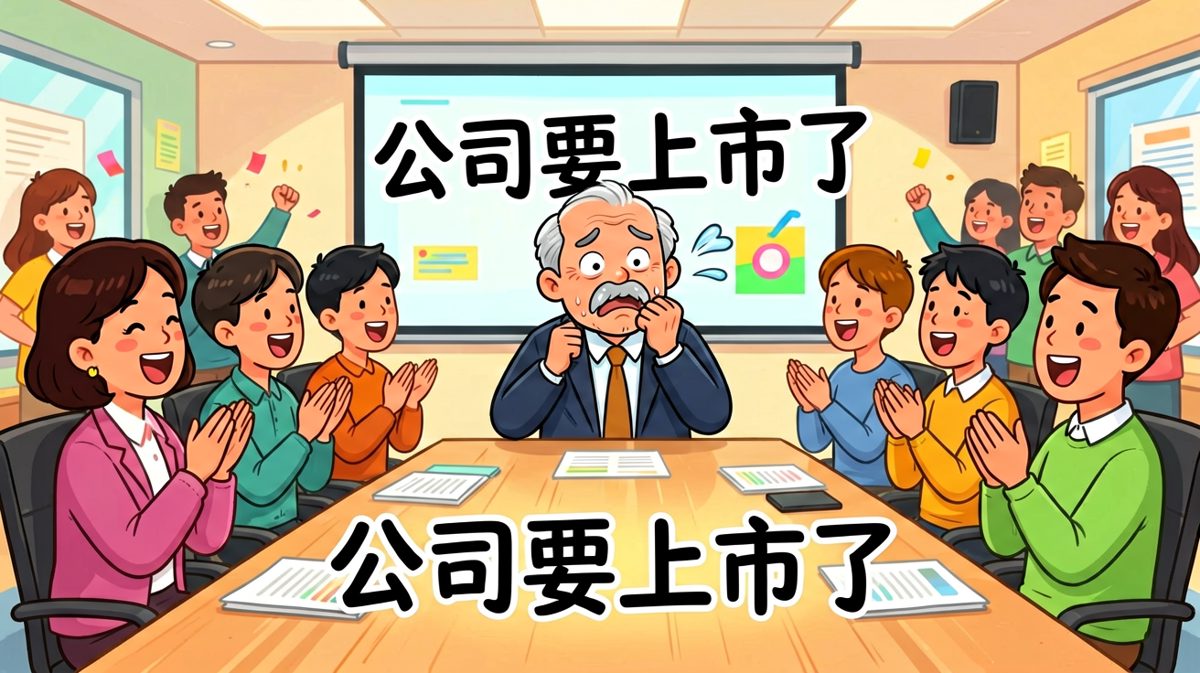 场景三：老板宣布'公司即将上市'，全员震惊，结果上市的是'上市公司倒闭'的PPT标题写错了字。