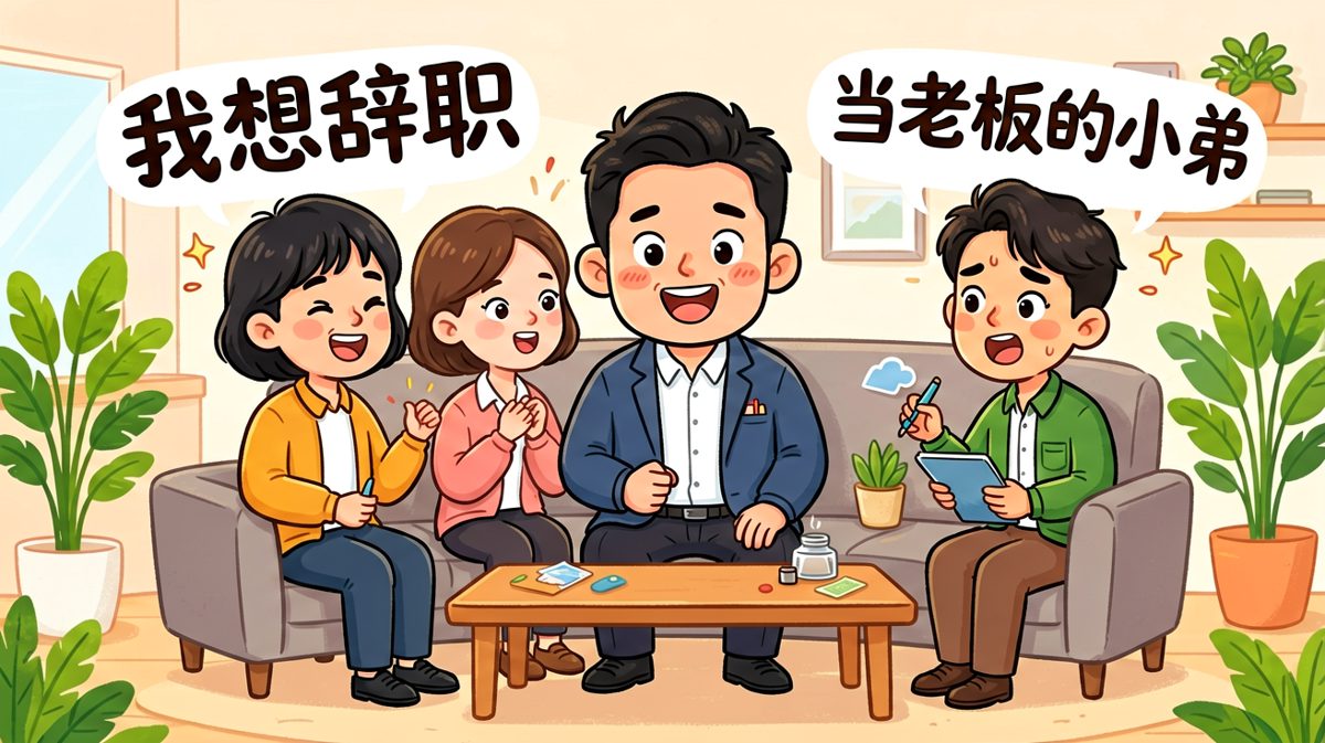 场景四：员工说要辞职，老板慌了，结果员工说'辞职当老板的助理'，老板瞬间变脸。