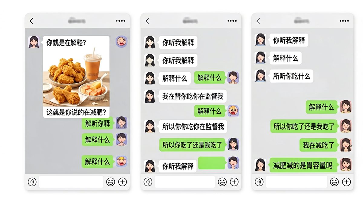 当男朋友说'在减肥'的时候，女朋友已经掌握了一切证据