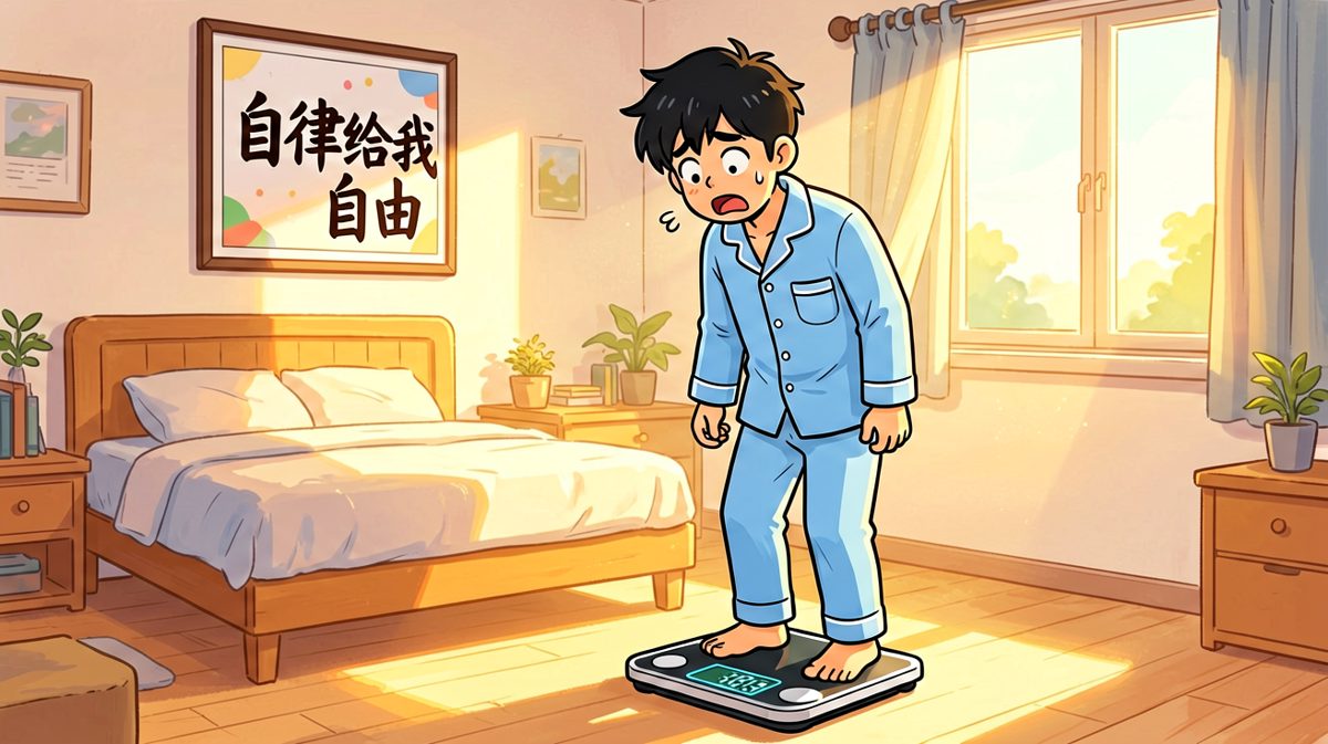 小明一上体重秤，心态直接崩了。