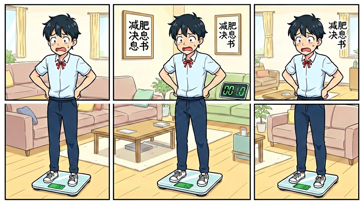 主角发现体重又超标了。