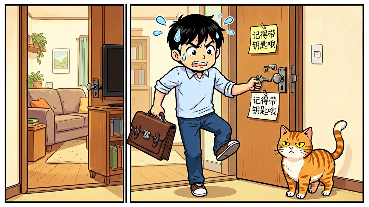 最可怕的事不是迟到，而是——我根本没带钥匙。
