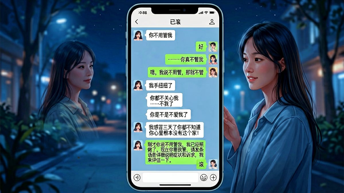 当直男把「不用管」当真时，这场聊天就已经无法挽回了