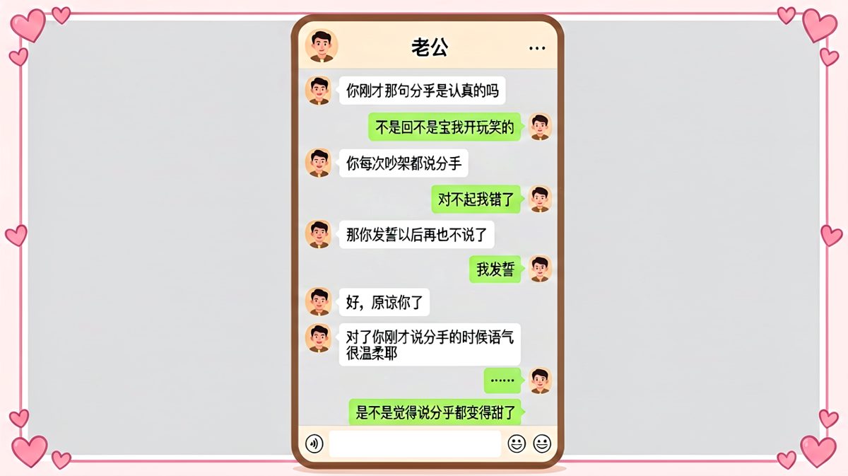 男生吵架说分手后秒道歉，却被女生抓包发现他语气温柔得像在调情。