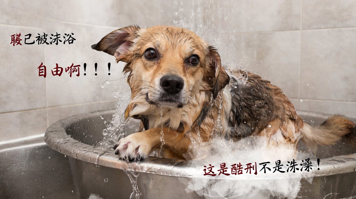 柯基的洗澡表情，比任何灾难片都精彩。