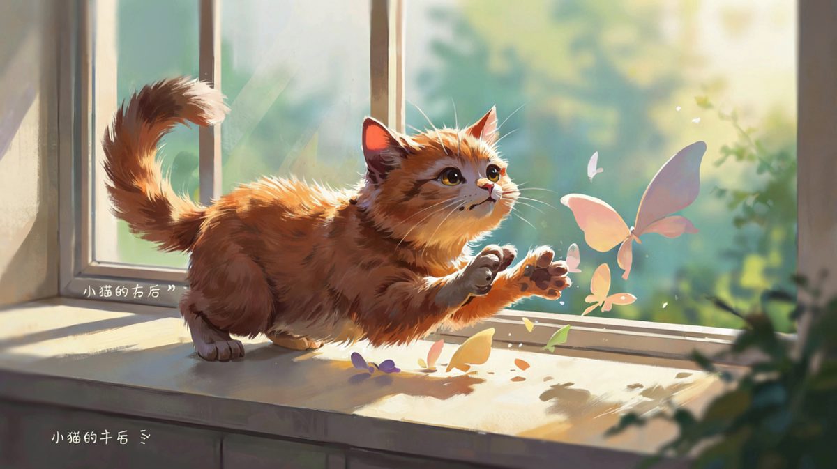 猫的优雅，在看到蝴蝶的那一刻荡然无存。