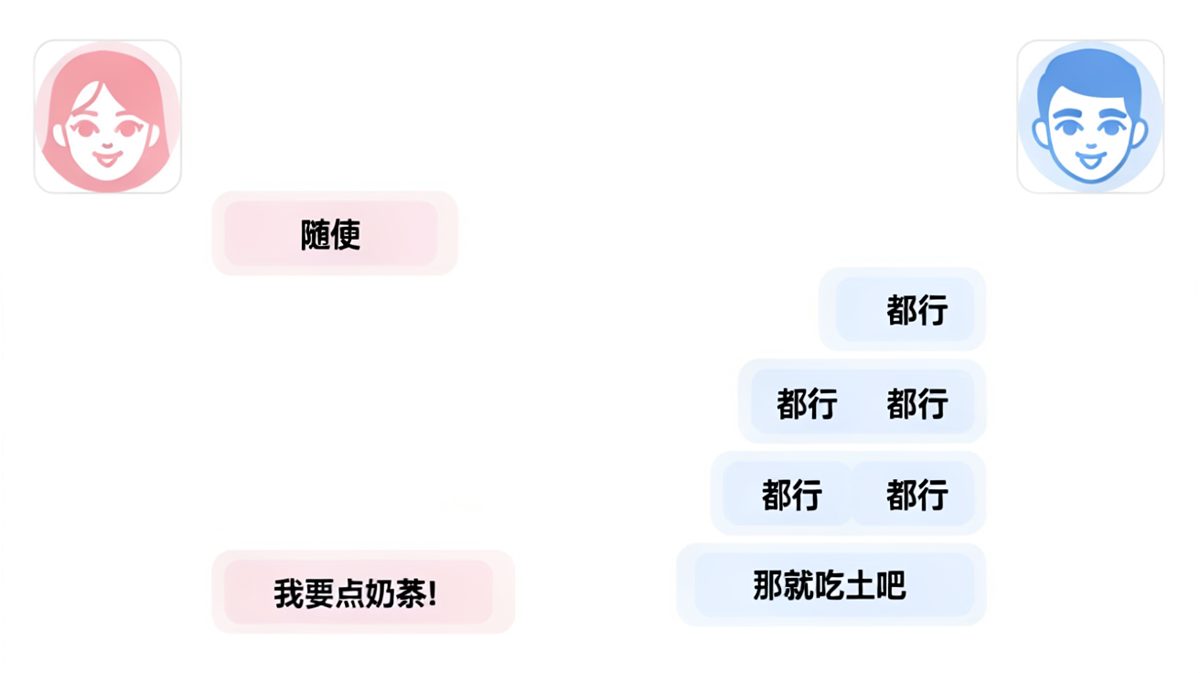 每次问吃啥都是随便，问奶茶就清醒了