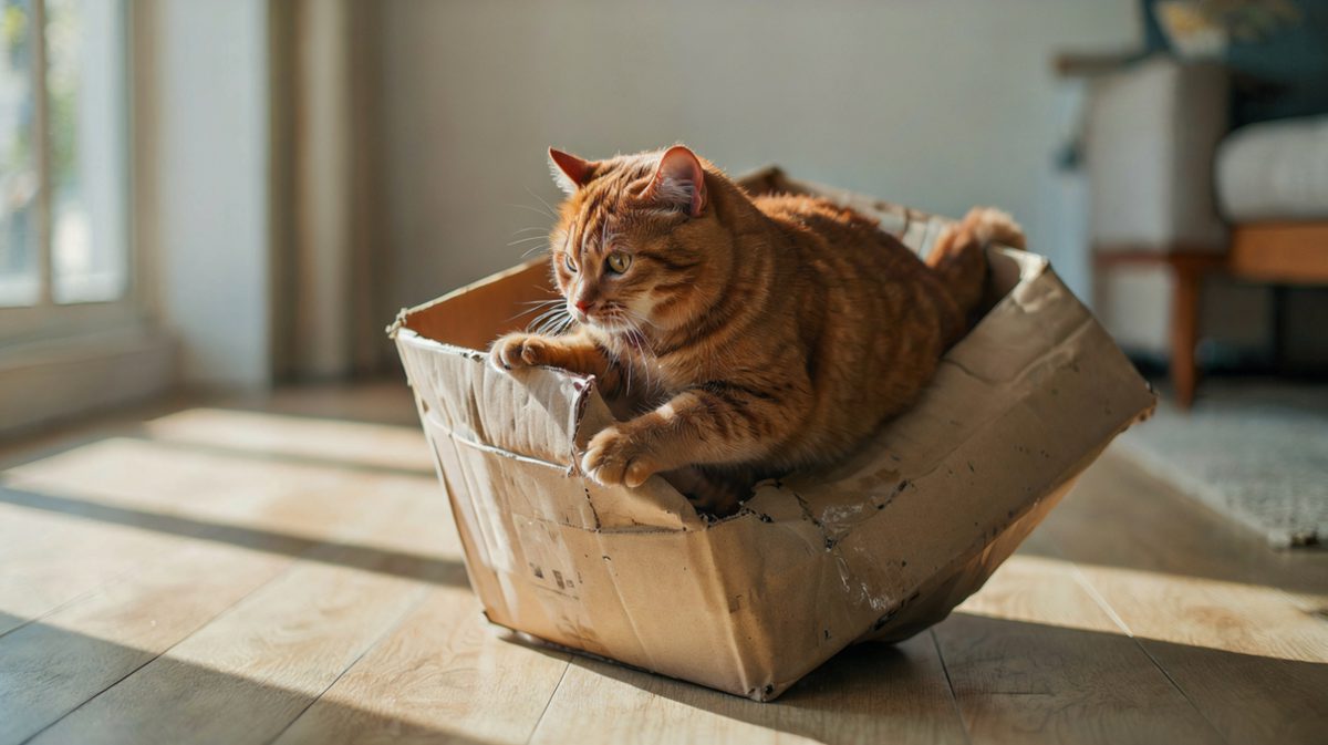 猫咪：只要我相信自己够瘦，箱子就会变大！