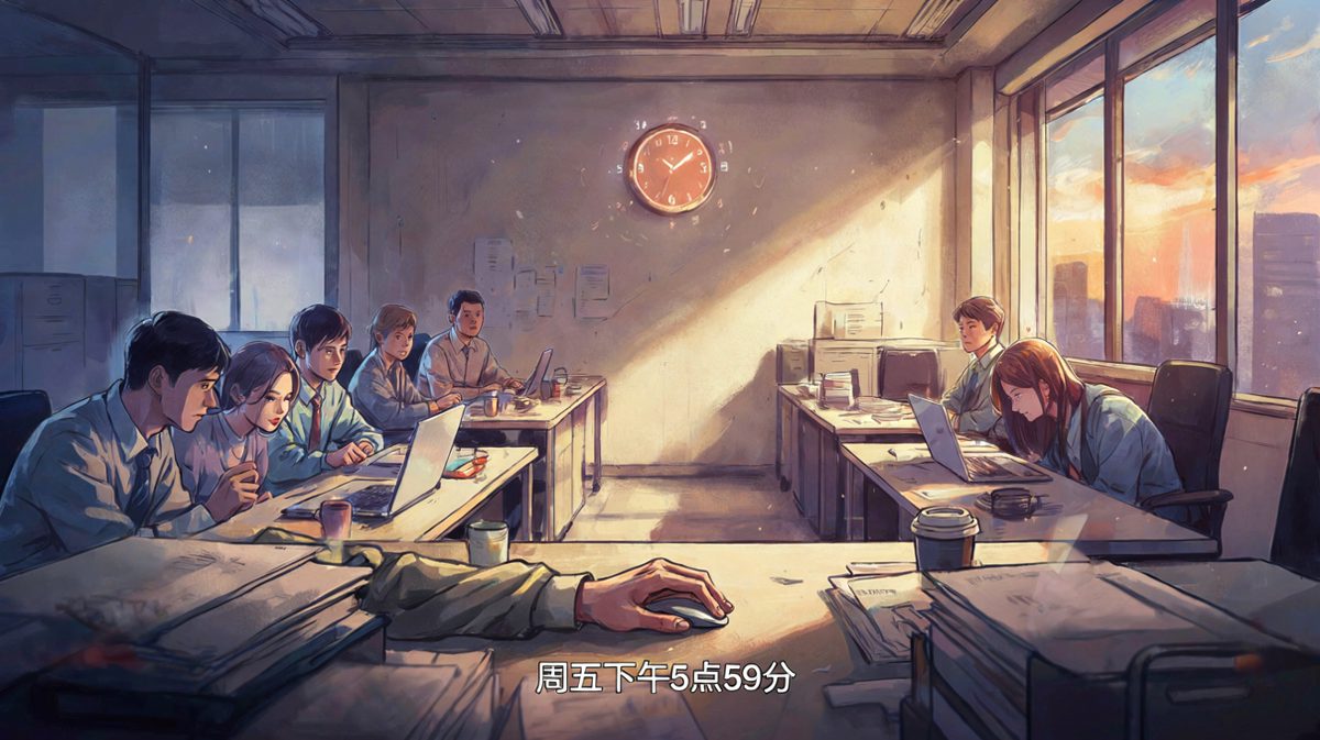 距离下班还有1分钟，每秒钟都像一年那么长