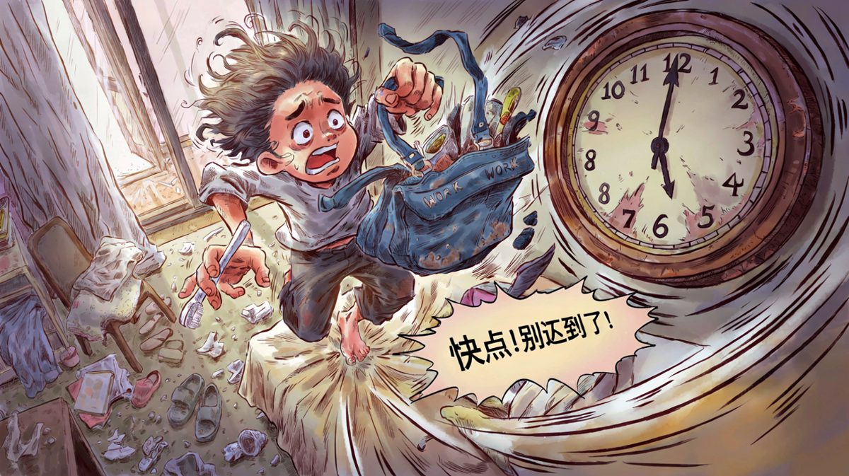 猛然惊醒：要迟到了！
