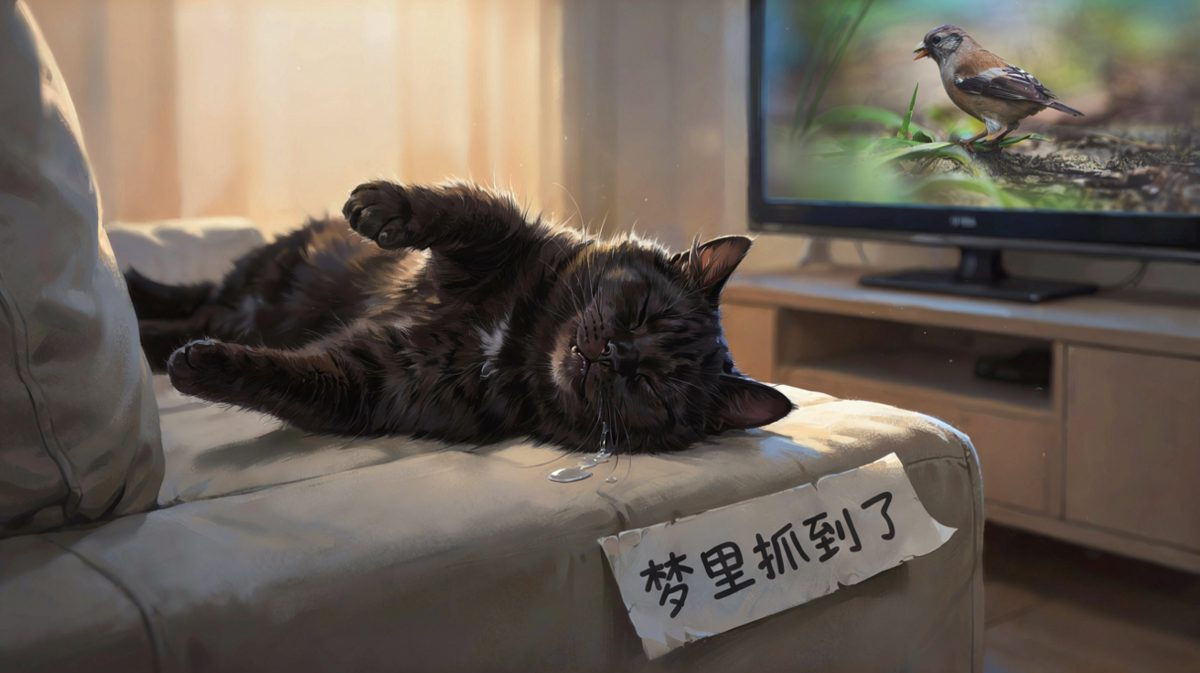猫生巅峰：睡着了也在狩猎，梦里的猎物最肥美